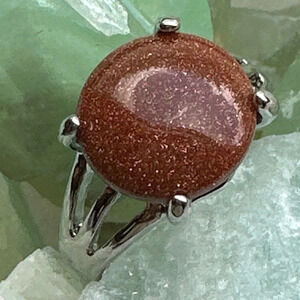 Silver and sunstone gem ring